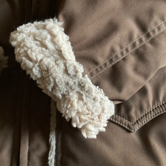Vtg Tempco Brown Goose Down Zip Sherpa Collar Coat Jacket USA Women's S/M - Picture 10 of 12